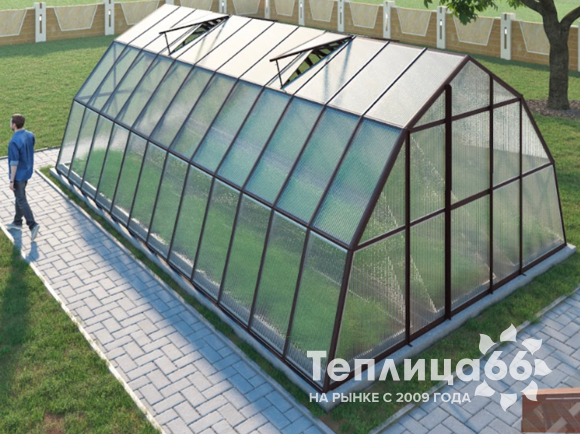 Теплица Рада Иткуль из поликарбоната, 4,5х8 метров, коричневая